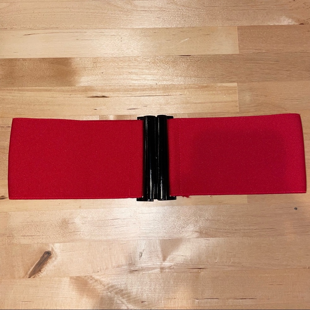 American Apparel red elastic wide belt with black clasp
